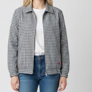 Vintage Teddi Blue Jacket Travels Check Light Seersucker Windbreaker Full Zip L